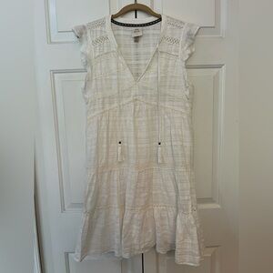 Knox Rose White Boho Style Midi Dress with Crochet Accents EUC Size M